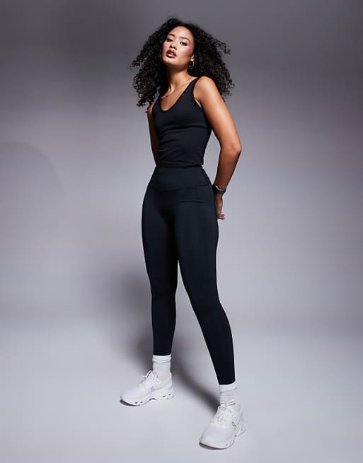 4505 Hourglass Icon active tie waist run legging with phone pocket in black