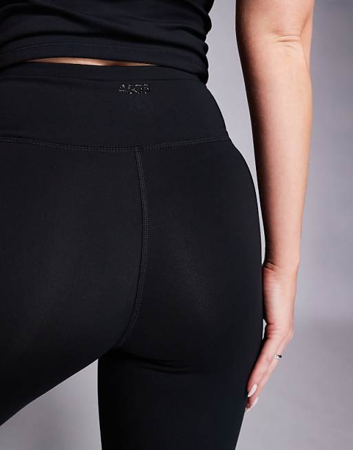 4505 Hourglass Icon Soft Touch Wrap Waist Slim Kick Yoga Legging In Black