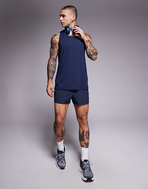4505 Icon 3 inch quick dry running shorts with back phone pocket in deep navy