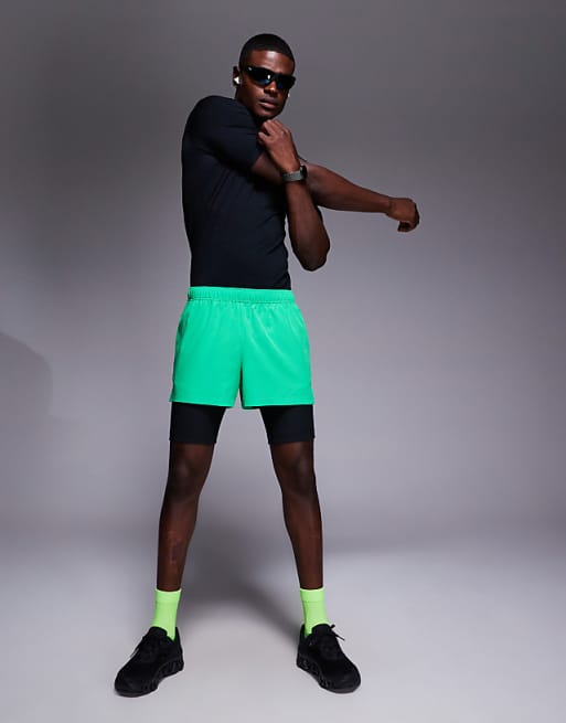 4505 Icon 3 inch quick dry running shorts with back phone pocket in neon green