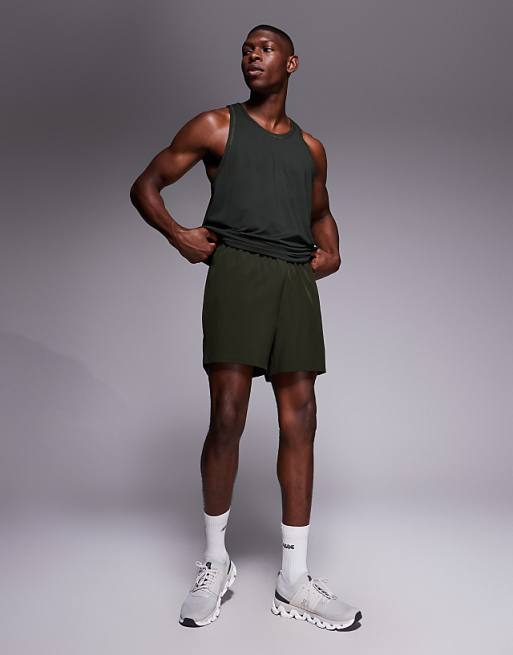 4505 Icon 5 Inch Quick Dry Training Shorts With Zip Pockets In Khaki