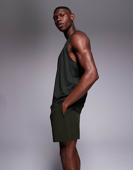 4505 Icon 5 Inch Quick Dry Training Shorts With Zip Pockets In Khaki