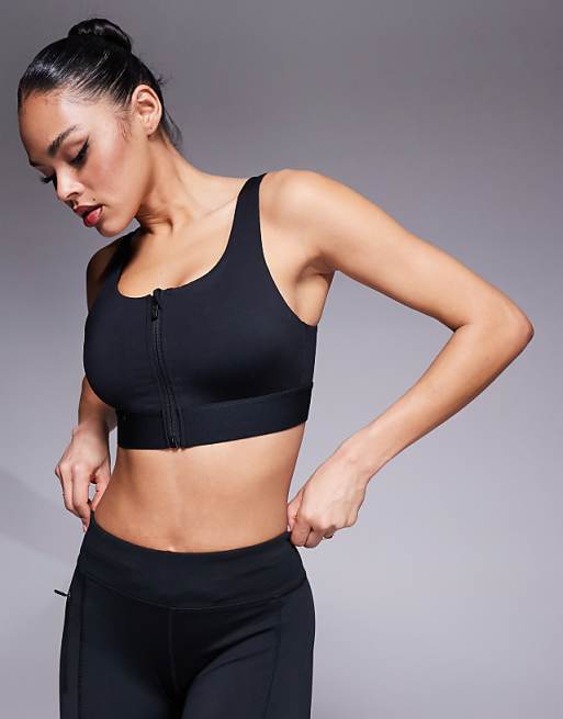 4505 Icon active high support sports bra with removable padding and adjustable straps in black