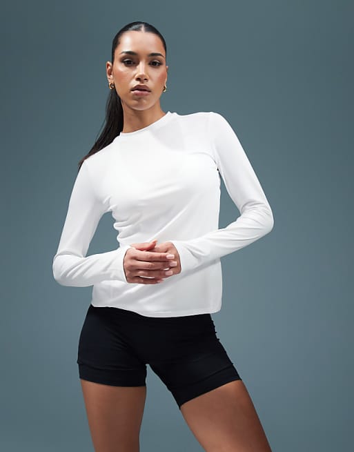 4505 Icon Active Quick Dry Long Sleeve Running Top In White
