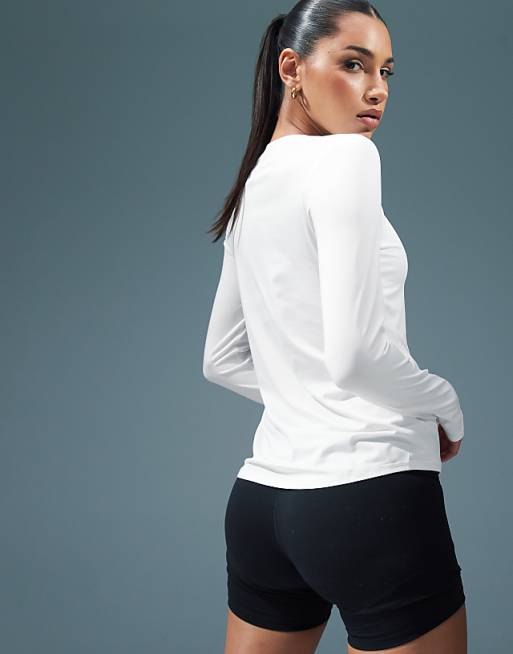 4505 Icon Active Quick Dry Long Sleeve Running Top In White