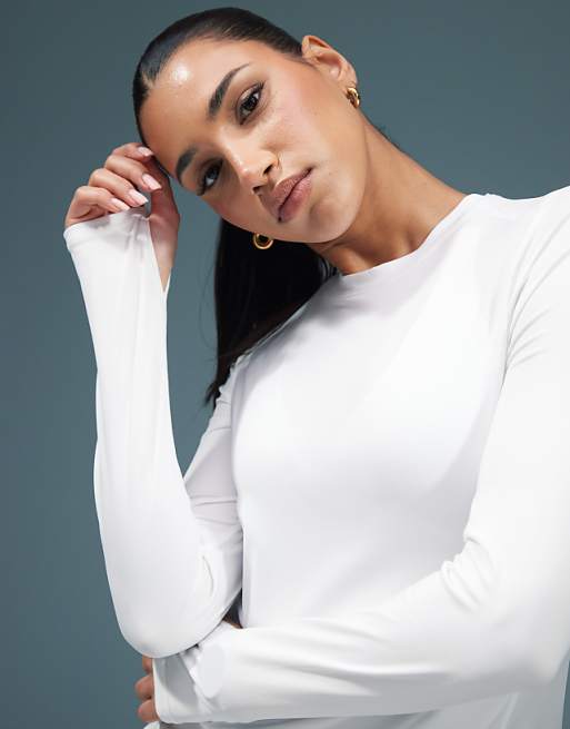 4505 Icon active quick dry long sleeve running top in white