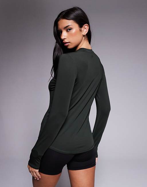 4505 Icon Active Quick Dry Long Sleeve Running Top In Dark Khaki