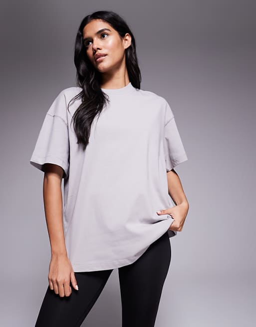 4505 Icon boxy heavyweight cotton t-shirt with quick dry finish in ash