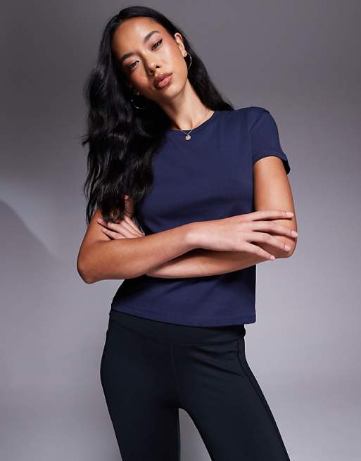 4505 Icon Cotton Boxy T-shirt With Quick Dry Finish In Midnight Navy