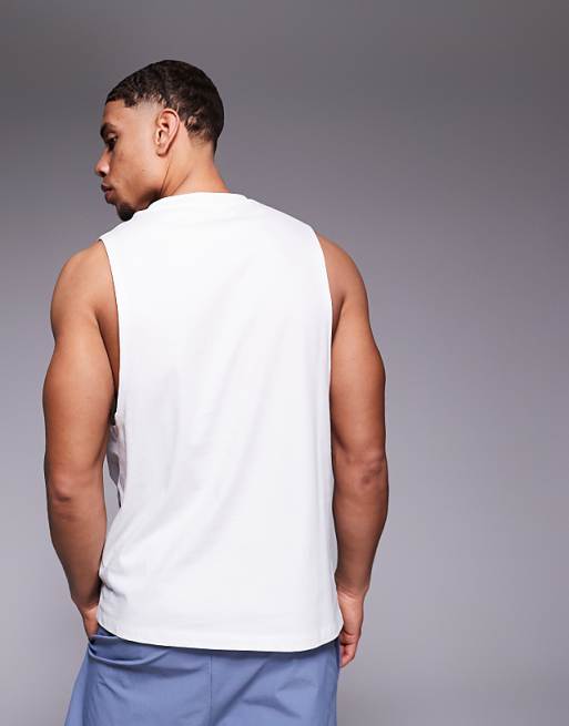 4505 Icon Cotton Drop Armhole Training Vest With Quick Dry Finish In White