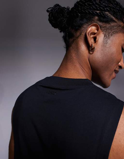 4505 Icon Cotton Drop Armhole Training Vest With Quick Dry Finish In Black