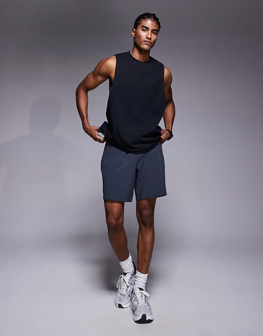 4505 Icon Cotton Drop Armhole Training Vest With Quick Dry Finish In Black