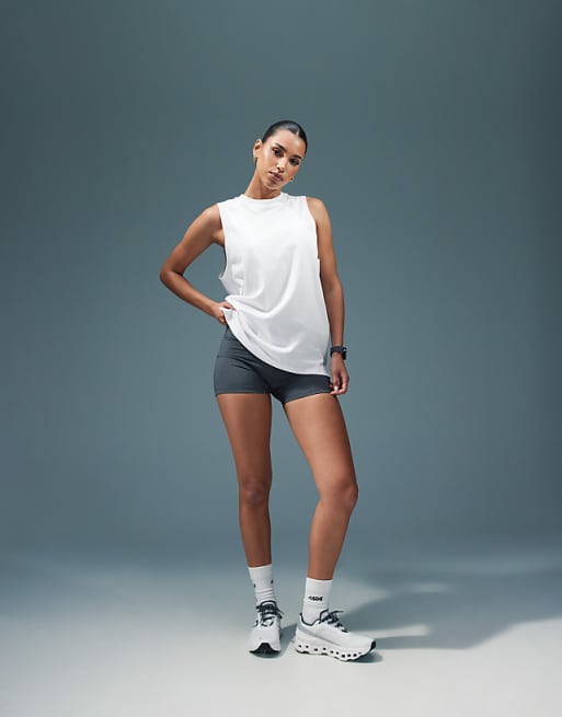 4505 Icon Cotton Drop Armhole Vest With Quick Dry Finish In White