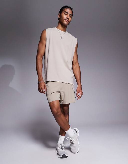 4505 Icon Cotton Oversized Pump Training Tank With Quick Dry Finish In Washed Stone