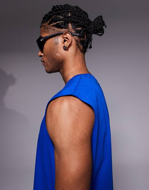 4505 Icon Cotton Oversized Pump Training Tank With Quick Dry Finish In Cobalt Blue