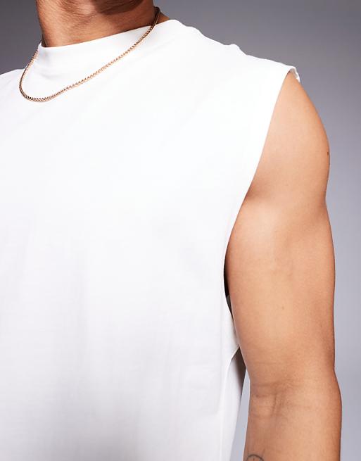 4505 Icon Cotton Oversized Pump Training Tank With Quick Dry Finish In Off White