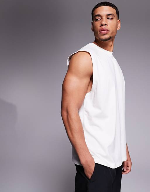 4505 Icon cotton oversized pump training tank with quick dry finish in off white