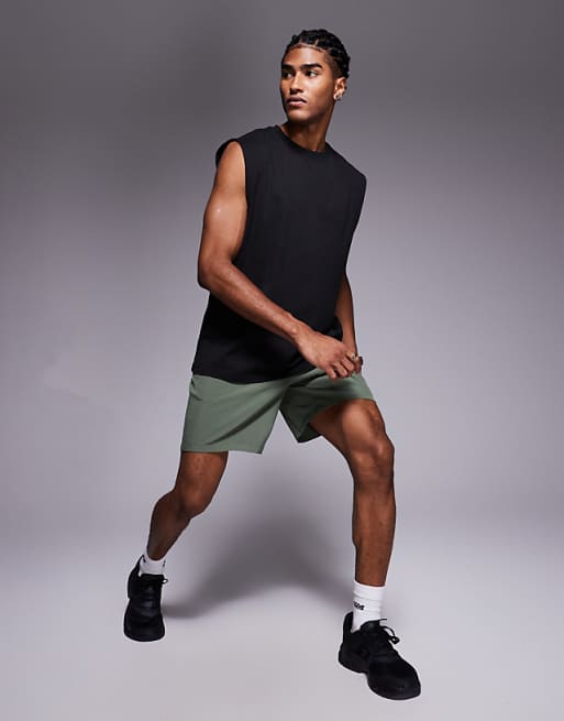 4505 Icon Cotton Oversized Pump Training Tank With Quick Dry Finish In Washed Brown