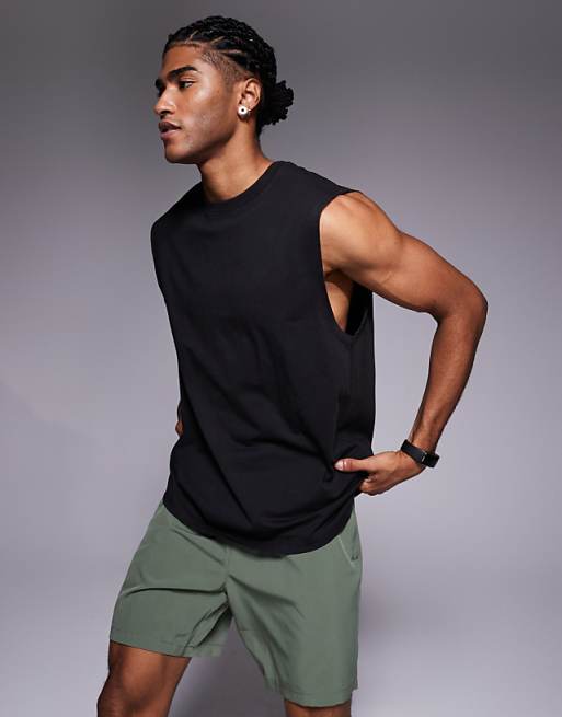 4505 Icon cotton oversized pump training tank with quick dry finish in washed brown