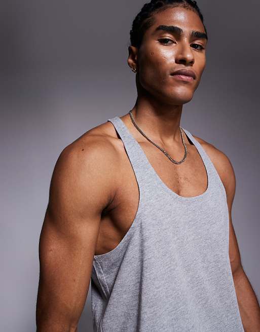 4505 Icon Cotton Stringer Vest With Quick Dry Finish In Grey Marl