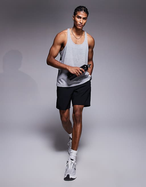 4505 Icon Cotton Stringer Vest With Quick Dry Finish In Grey Marl