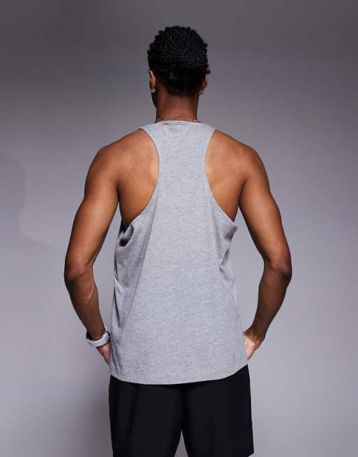 4505 Icon Cotton Stringer Vest With Quick Dry Finish In Grey Marl