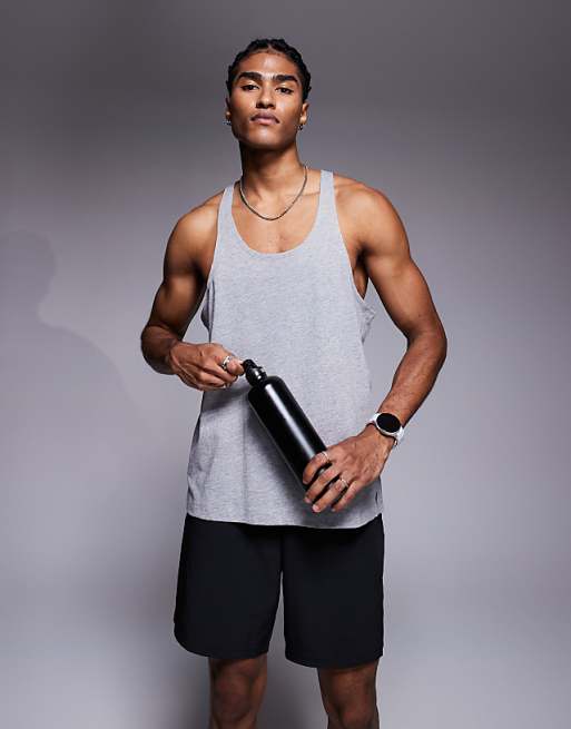 4505 Icon cotton stringer vest with quick dry finish in grey marl