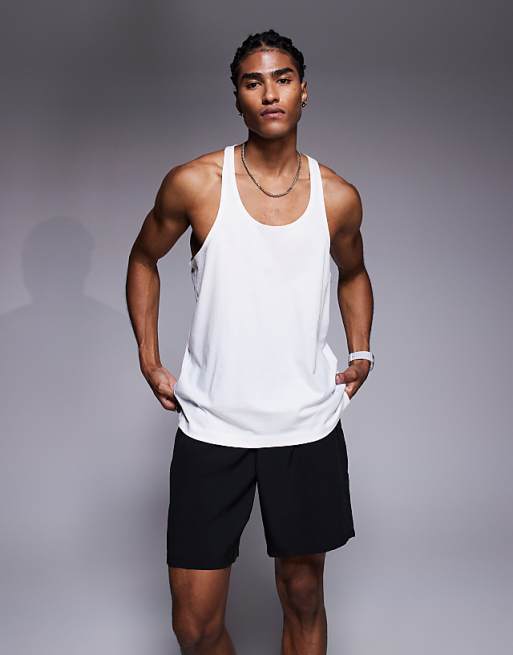 4505 Icon cotton stringer vest with quick dry finish in white