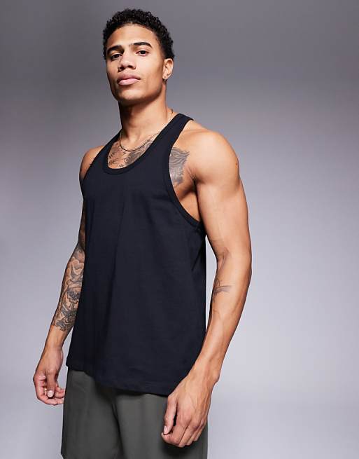 4505 Icon cotton stringer vest with quick dry finish in black