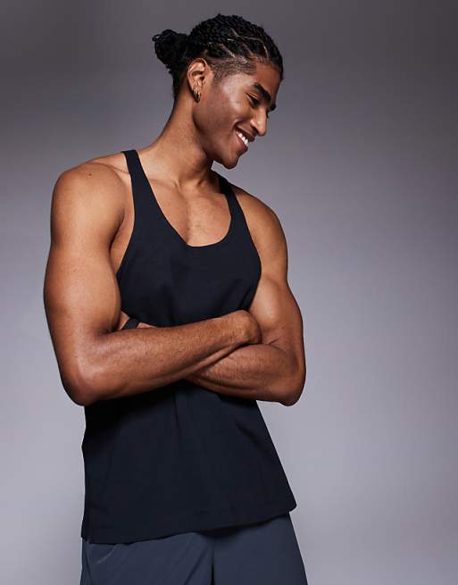 4505 Icon cotton stringer vest with quick dry finish in black