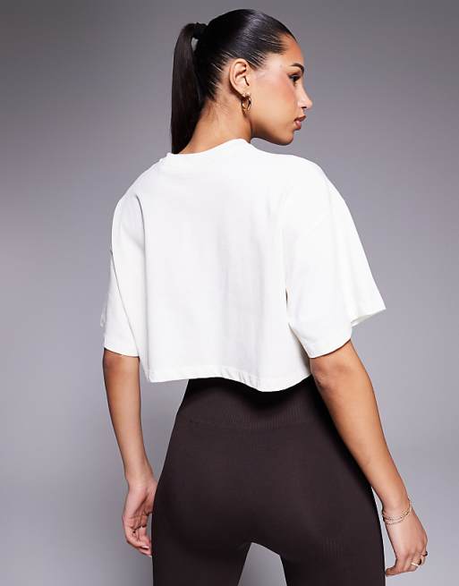 4505 Icon Heavyweight Cotton Cropped T-shirt With Quick Dry Finish In Off White