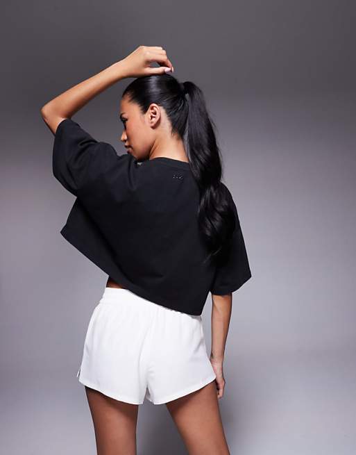 4505 Icon Heavyweight Cotton Cropped T-shirt With Quick Dry Finish In Washed Black