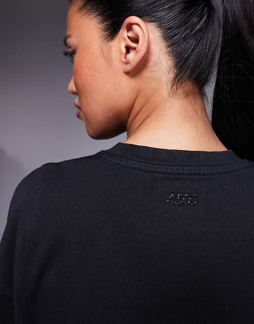 4505 Icon Heavyweight Cotton Cropped T-shirt With Quick Dry Finish In Washed Black