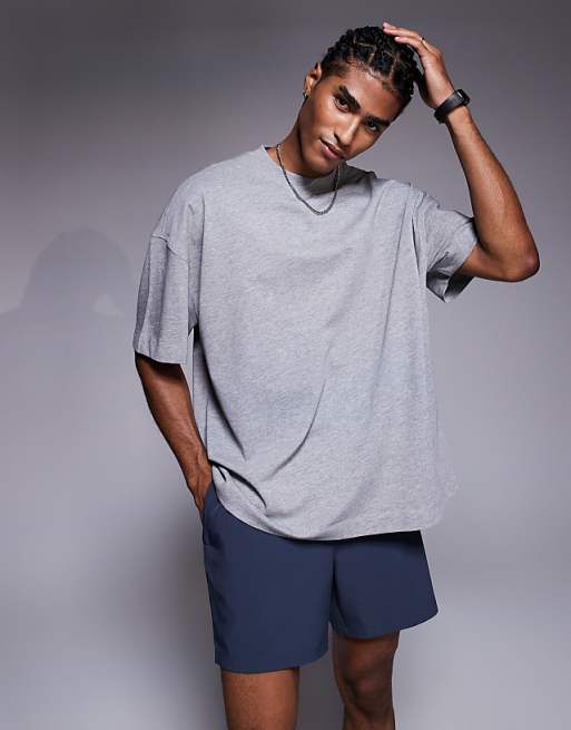 4505 Icon Heavyweight Cotton Oversized T-shirt With Quick Dry Finish In Grey Marl