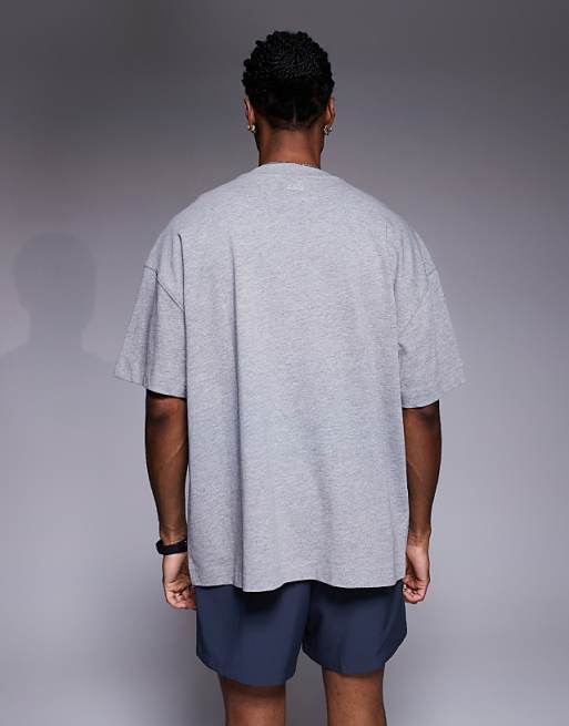 4505 Icon Heavyweight Cotton Oversized T-shirt With Quick Dry Finish In Grey Marl