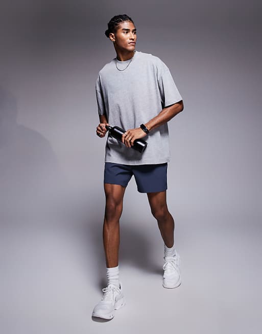 4505 Icon heavyweight cotton oversized t-shirt with quick dry finish in grey marl