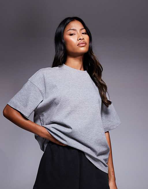 4505 Icon heavyweight cotton oversized t-shirt with quick dry finish in grey marl