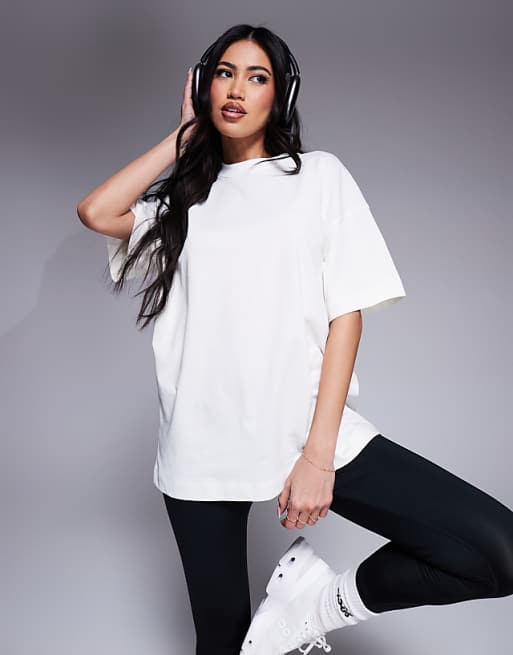 4505 Icon heavyweight cotton oversized t-shirt with quick dry finish in off white