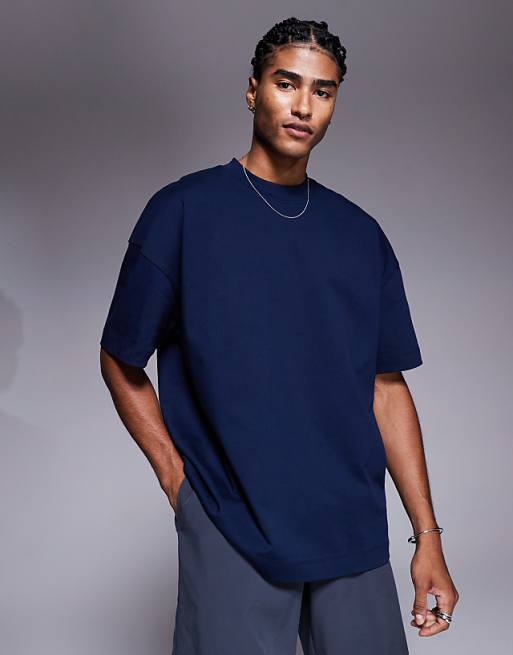 4505 Icon heavyweight cotton oversized t-shirt with quick dry finish in midnight navy