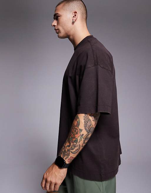 4505 Icon Heavyweight Cotton Oversized T-shirt With Quick Dry Finish In Washed Coffee