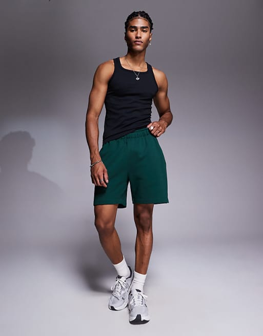 4505 Icon heavyweight cotton sweat shorts with quick dry finish in pine green