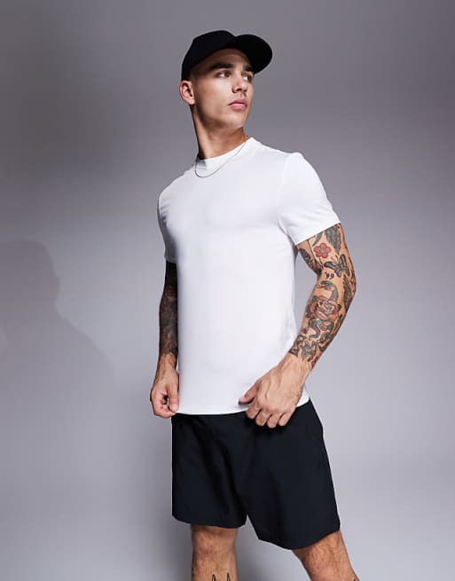 4505 Icon muscle fit training t-shirt with quick dry in white