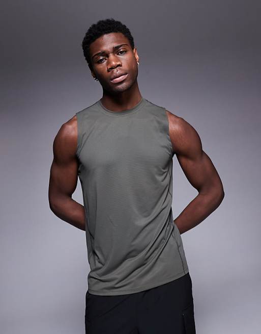4505 Icon quick dry mesh training tank in dark green