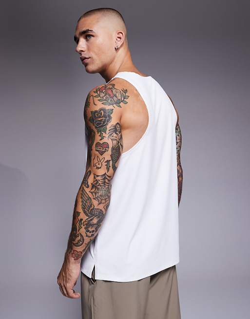 4505 Icon Quick Dry Training Vest With Racer Back In White