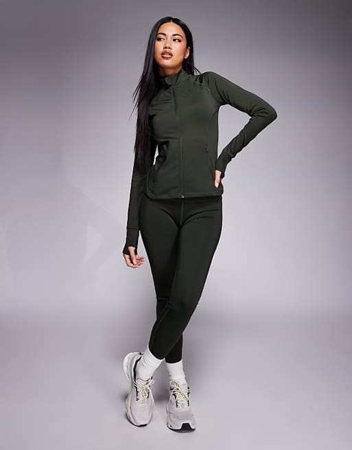 4505 Icon Sculpting Zip Up Long Sleeve Jacket In Dark Khaki