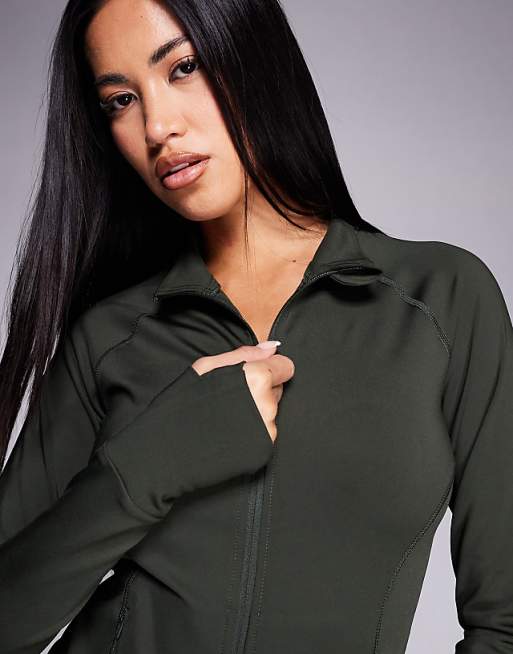 4505 Icon Sculpting Zip Up Long Sleeve Jacket In Dark Khaki