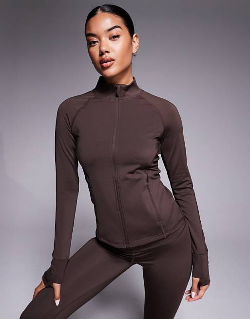 4505 Icon Sculpting Zip Up Long Sleeve Jacket In French Roast