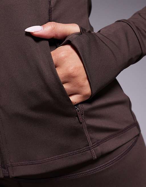 4505 Icon Sculpting Zip Up Long Sleeve Jacket In French Roast