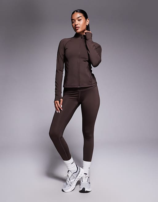 4505 Icon sculpting zip up long sleeve jacket in french roast