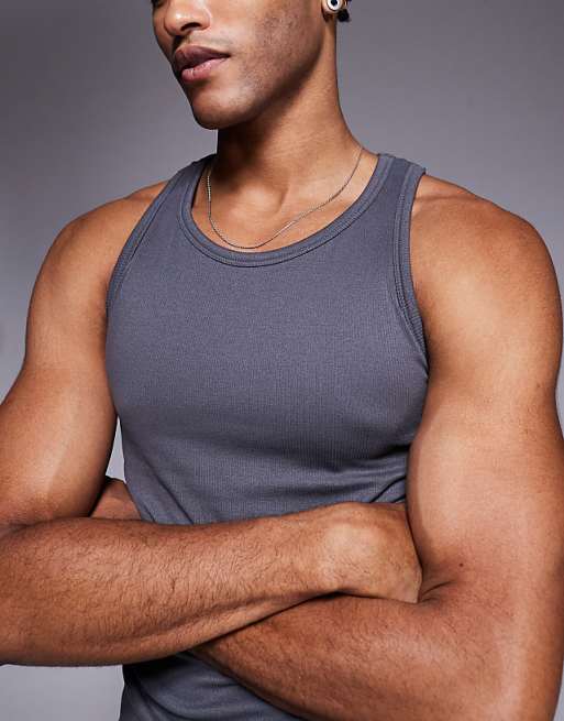 4505 Icon Seamless Rib Slim Fit Vest In Charcoal